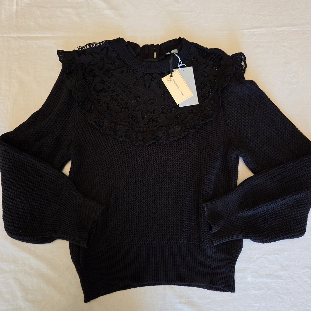 Antonio Melani X Jennifer Sumko Black Lace Sweater